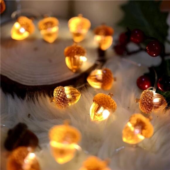 Fairy Acorn String Lights 30 LEDs Battery Operated for Fall Decor - Picture 5 of 7